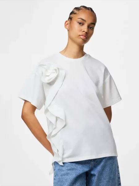 PIECES Tricou PCSKYLAR' alb