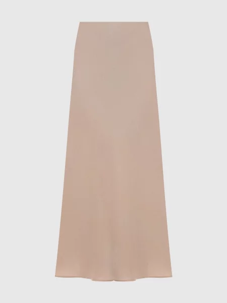 Спідниця міді із шовку Allude бежева