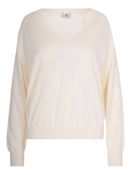 Pulover Elisabetta Franchi cu decolteu în V alb