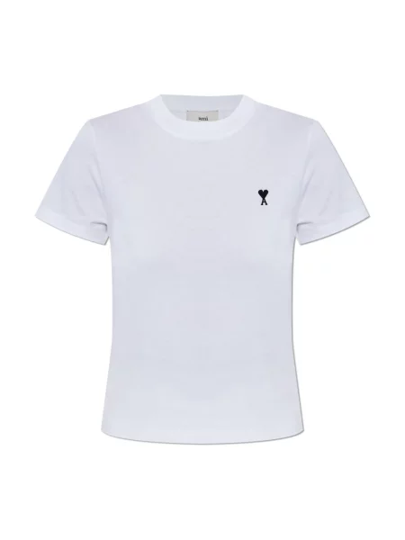 Koszulka Ami Paris o krotszym kroju biała