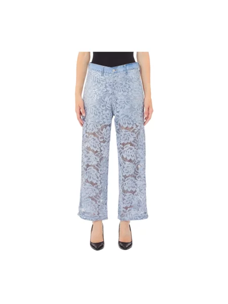 Spodnie Liu Jo koronkowe dzwony niebieskie