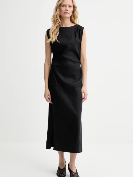 Marc O'Polo rochie din in midi evazată negru