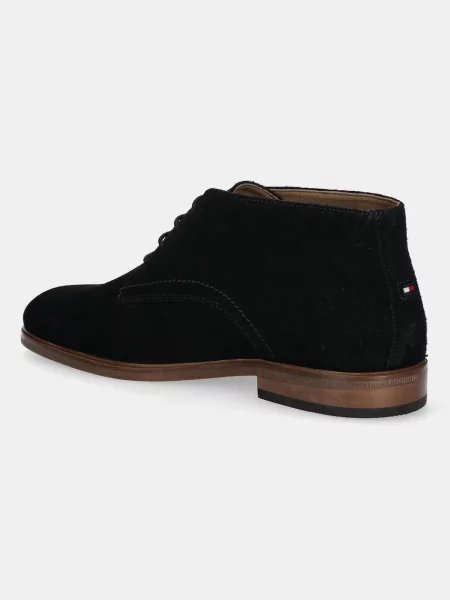 Semišové kotníkové boty Tommy Hilfiger HILFIGER DRESS SUEDE BOOT černá