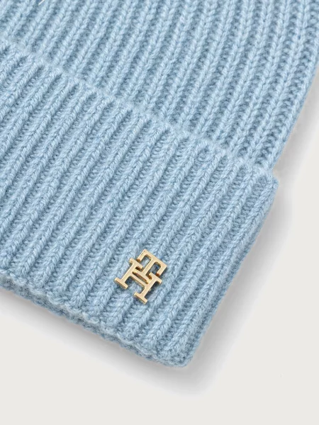 Tommy Hilfiger czapka kaszmirowa niebieska