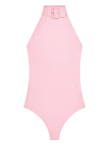 Body Courreges cu cataramă din crep roz