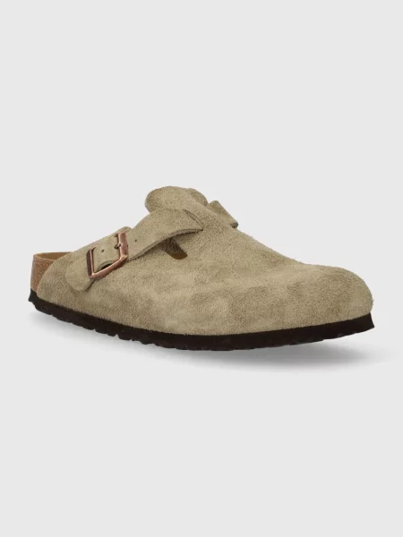 Birkenstock Semišové šľapky Birkenstock Boston béžová