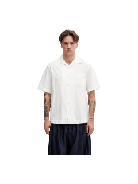 A.P.C. koszula z dodatkiem lnu Chemise Manches Courtes biała