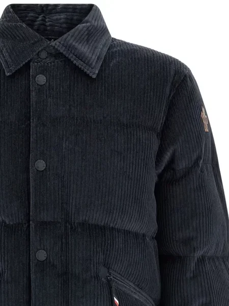 Geacă cu puf Moncler Grenoble de catifea cord albastru