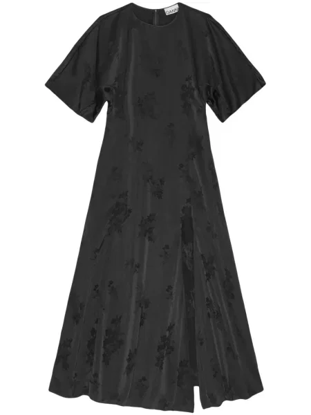 Rochie Ganni cu model floral din jacard de costum negru