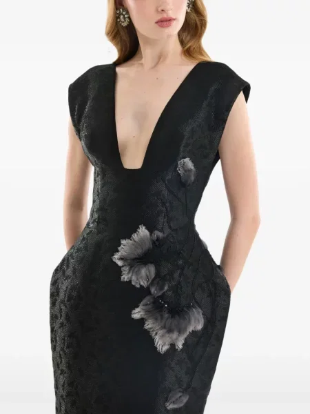 Rochie maxi Gemy Maalouf din jacard negru