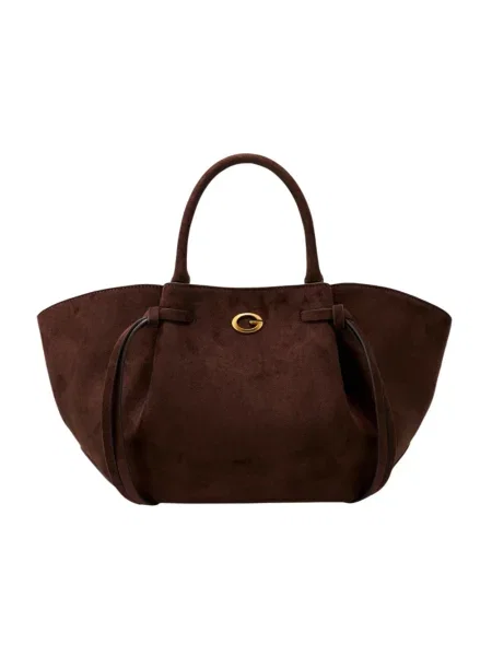 Guess torebka tote z imitacji zamszu ALLEGRA brązowa