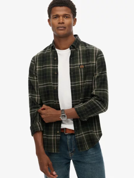 Superdry & Co Košeľa olivová / tmavozelená biela