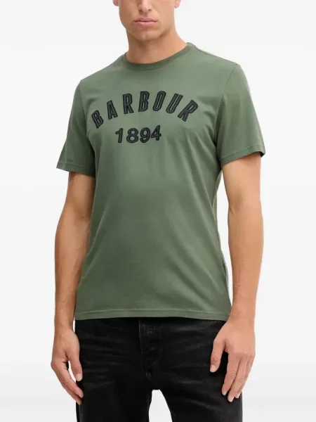 Tricou Barbour cu broderie verde