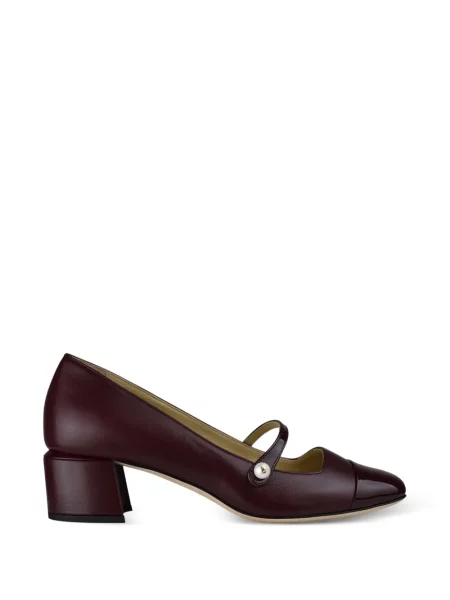 Pantofi cu toc Jimmy Choo cu perle cu bretele roșu