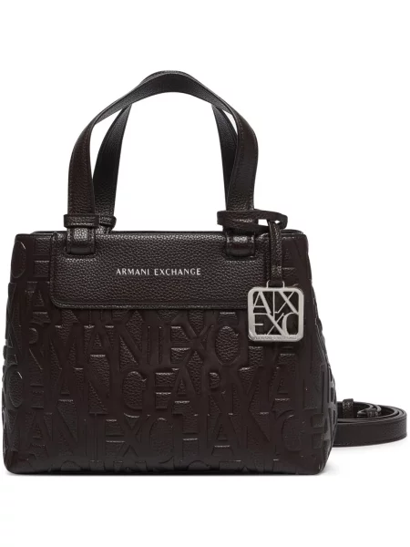 Geantă shopper Armani Exchange din piele maro