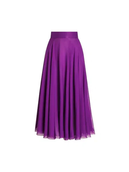 Spódnica midi Dolce And Gabbana szyfonowa do kolan fioletowa