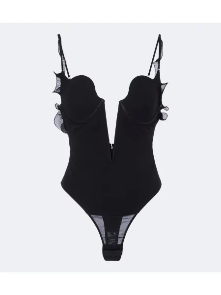 Body Tom Ford de mătase cu volane negru
