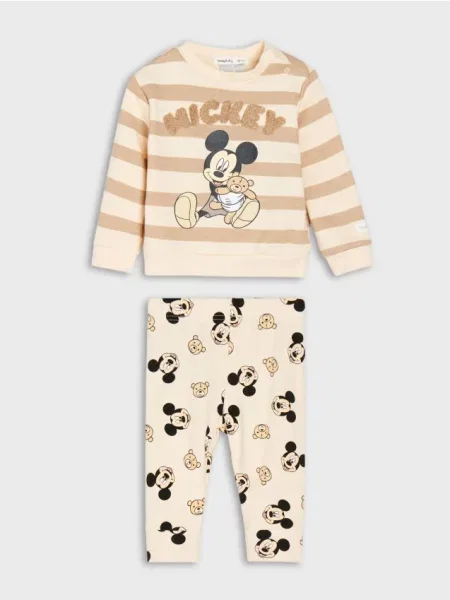 Sinsay komplet: mikina a legíny Mickey Mouse krémová