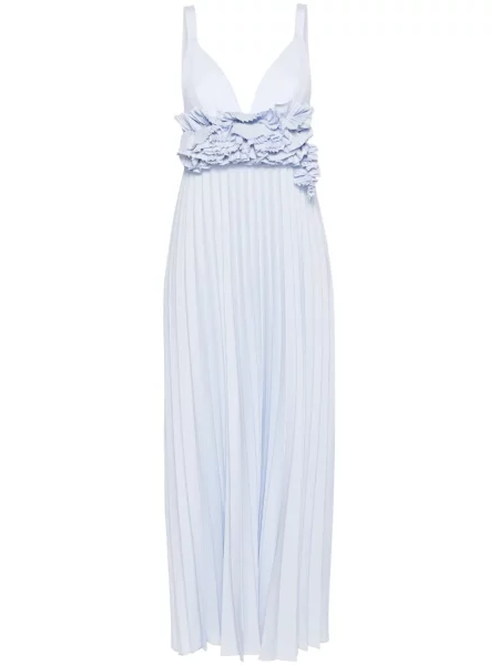Rochie P.a.r.o.s.h. cu model floral plisată albastru