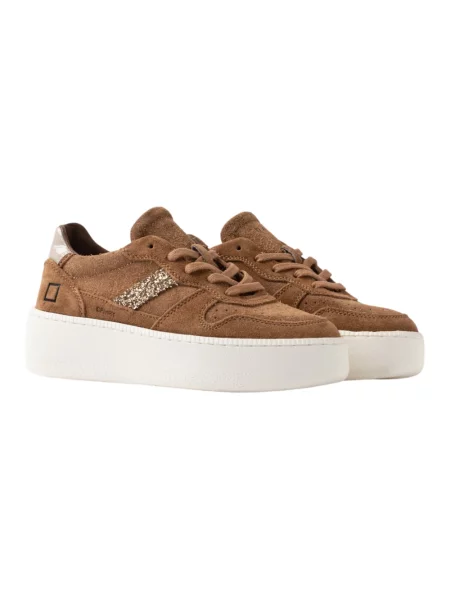Sneakersy D.a.t.e. na platformie brązowe