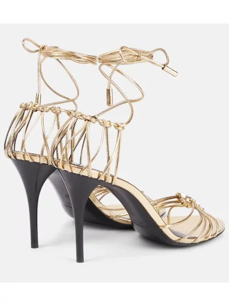 Sandale Saint Laurent din piele auriu