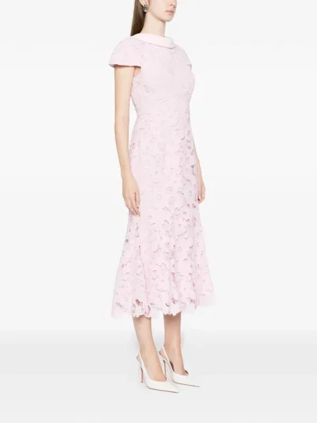 Gulerat rochie Self-portrait din dantelă de costum roz
