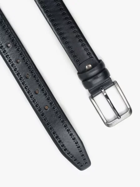 Кожаный ремень Estro с ремешками черный