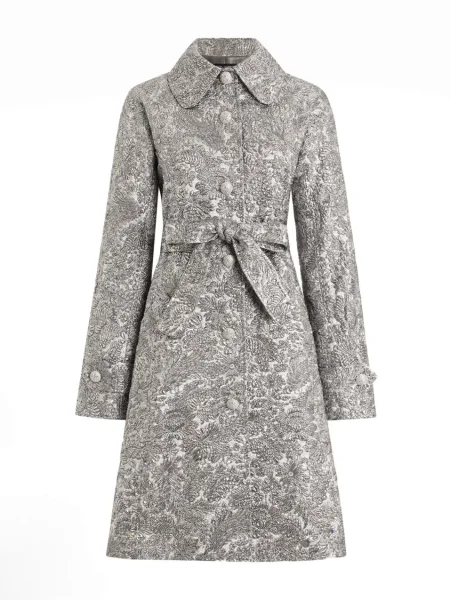 Trenci Dolce & Gabbana cu model floral din jacard argintiu