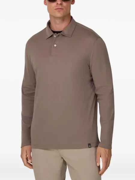 Tricou polo Boggi Milano din jerseu maro
