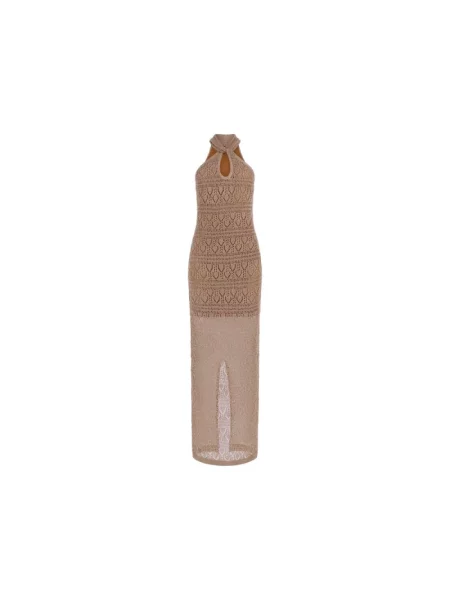 Guess Sukienki Kobieta Wielobarwność S SL Keyhole Cynthia Dress beżowa