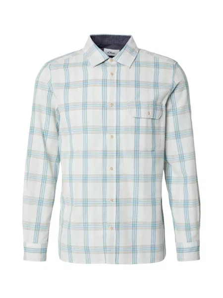 S.Oliver Košile aqua modrá / světle šedá bílá