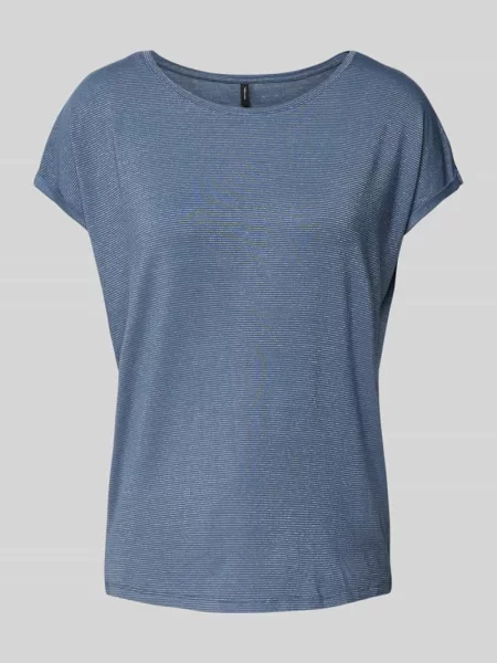 T-shirt o kroju comfort fit z błyszczącą przędzą model ‘LAVA’ Vero Moda niebieska