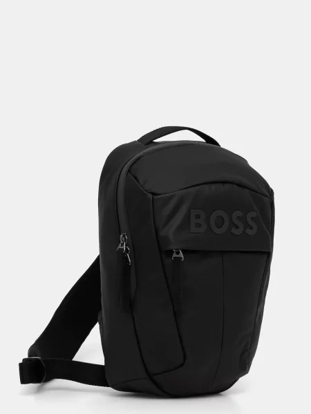 Маленький рюкзак Boss с аппликацией черный