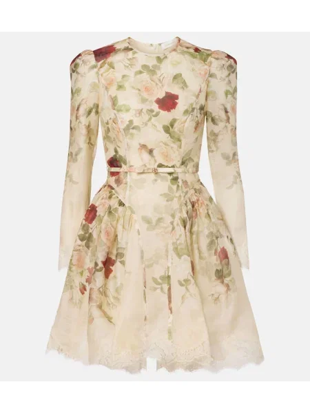 Rochie Zimmermann de in cu model floral alb