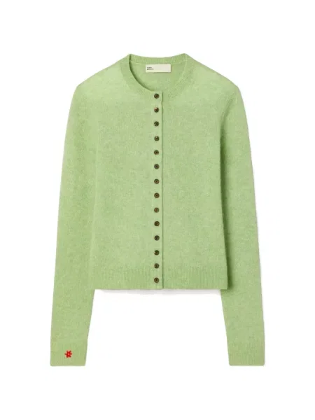 Cardigan Tory Burch de mătase verde