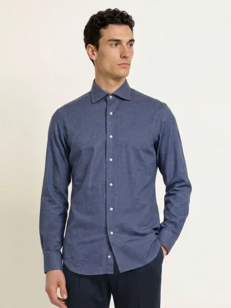 Barba Napoli Flanelová Košile Slim Fit černošedá