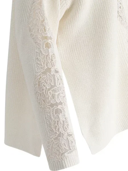 Pulover Elie Saab din dantelă alb