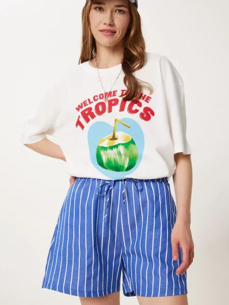 Happiness İstanbul Pantaloni albastru alb
