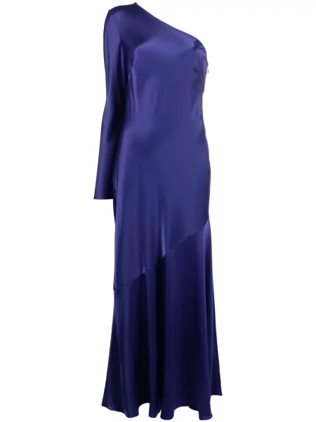 Plisirana satenska polo majica Polo Ralph Lauren s vezom plava