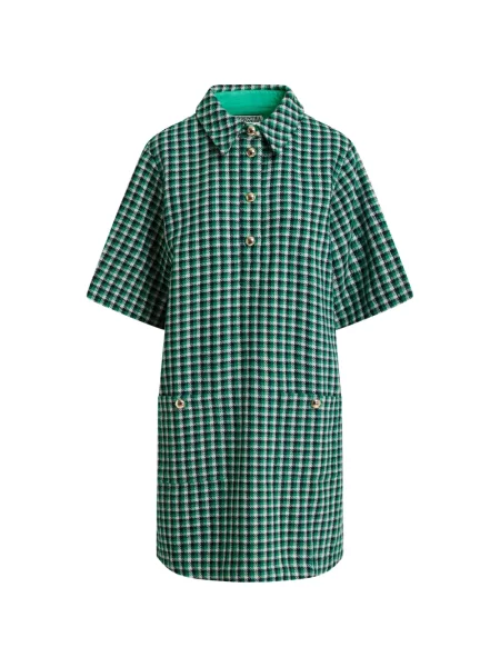 Rochie mini Essentiel Antwerp în carouri în linie A verde