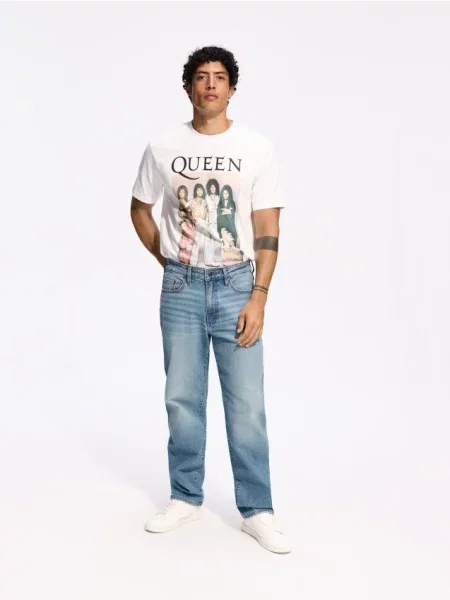 Reserved Blugi straight cu efect prespălat indigo jeans