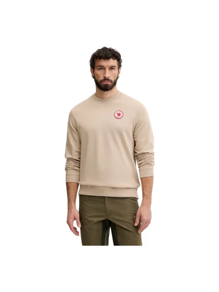 Sweter Fjällräven z kapturem z logo beżowy