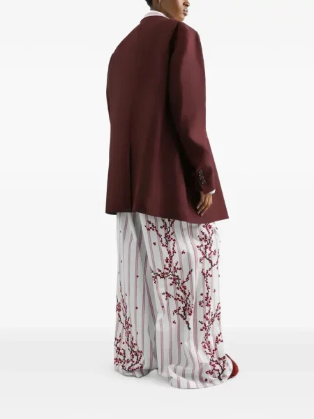 Pantaloni Dolce & Gabbana cu broderie cu model floral din poplin alb