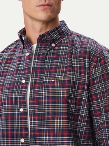 Tommy Hilfiger Marškiniai Oxford Tartan Tamsiai mėlyna