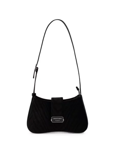 Geanta hobo Emporio Armani de catifea negru