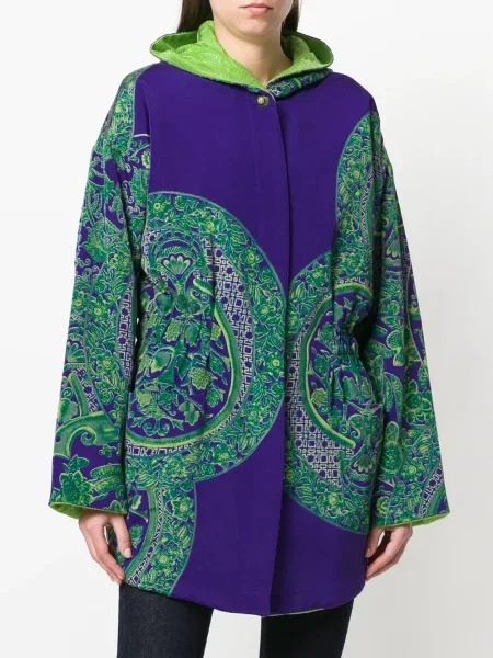 Květinový kabát Versace Pre-owned s kapucí fialový