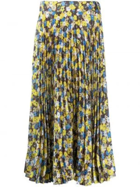 Fustă Plan C cu imagine din țesătură twill maro