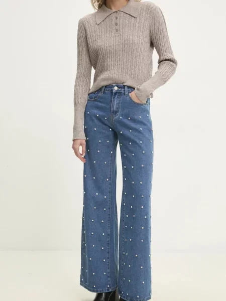 Дънки Answear Lab със стандартна талия синьо