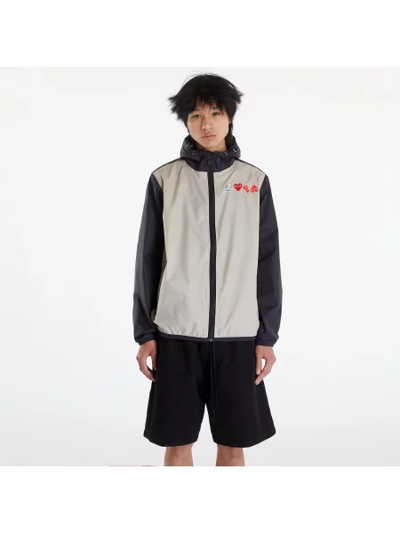 Comme des Garçons PLAY x K-Way Claude Contrast Jacket UNISEX Beige Grey/ Black negru