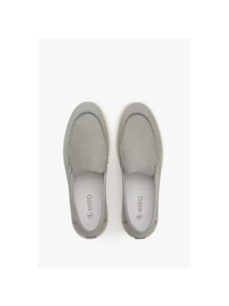 Велюровые мокасины Estro без шнуровки серые